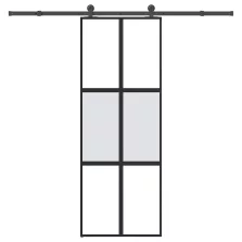   vidaXL tolóajtó vasalatokkal 76x205 cm edzett üveg&Alumínium