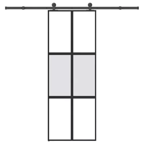 vidaXL tolóajtó vasalatokkal 76x205 cm edzett üveg&Alumínium