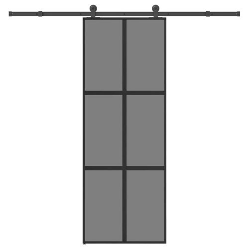 vidaXL tolóajtó vasalatokkal 76x205 cm edzett üveg&Alumínium