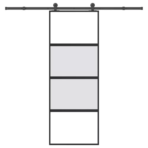 vidaXL tolóajtó vasalatokkal 76x205 cm edzett üveg&Alumínium