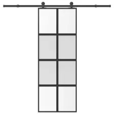   vidaXL tolóajtó vasalatokkal 76x205 cm edzett üveg&Alumínium