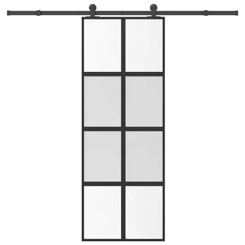 vidaXL tolóajtó vasalatokkal 76x205 cm edzett üveg&Alumínium
