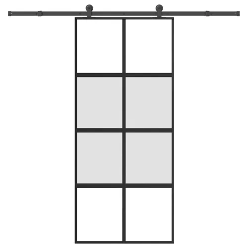vidaXL tolóajtó vasalattal 90x205 cm edzett üveg és alumínium szett