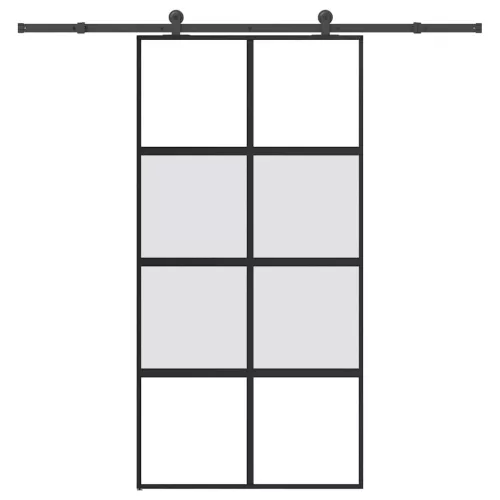 vidaXL tolóajtó vasalatokkal 102,5x205 cm edzett üveg és alumínium