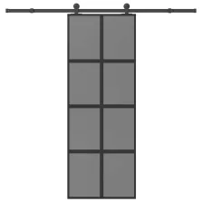   vidaXL tolóajtó vasalatokkal 76x205 cm edzett üveg&Alumínium