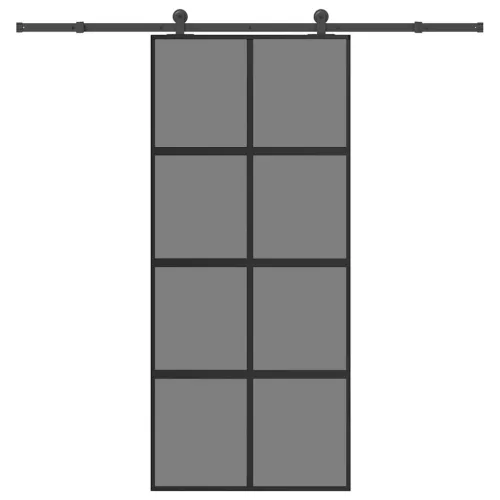 vidaXL tolóajtó vasalattal 90x205 cm edzett üveg és alumínium szett