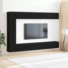 vidaXL TV szekrény garnitúra 9 pcs Fekete tölgy Faanyag
