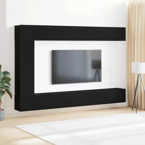 vidaXL TV szekrény garnitúra 9 pcs Fekete tölgy Faanyag