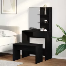   vidaXL Sminkasztal Készlet fiókkal tükörrel 2 pcs Fekete tölgy Faanyag