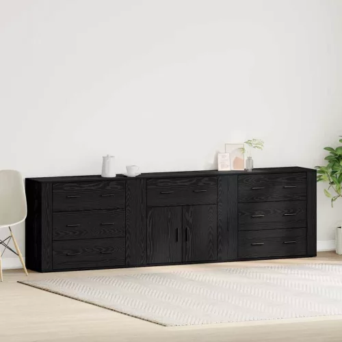 vidaXL Oldalszekrény fiókkal Fekete tölgy 240 x 33 x 70 cm Faanyag