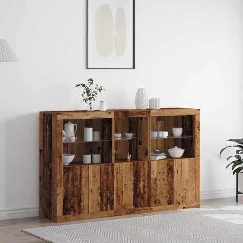 vidaXL Széf LED -es lámpákkal Régi fa 162 x 37 x 100 cm Faanyag