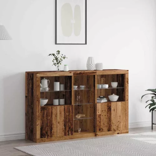 vidaXL Széf LED -es lámpákkal Régi fa 162 x 37 x 100 cm Faanyag