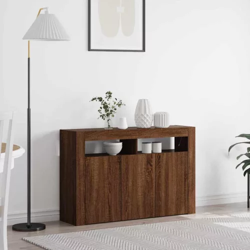 vidaXL Széf LED -es lámpákkal Barna Tölgy 116 x 30 x 75 cm Faanyag