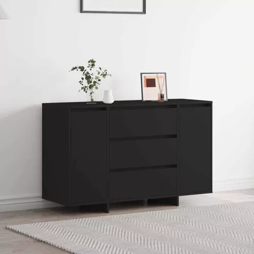 vidaXL Széf fiókkal Fekete 120 x 41 x 75 cm Faanyag