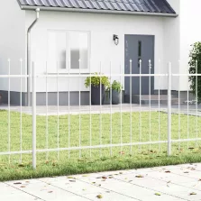 vidaXL Kerti Kerítés Fehér 3.4 x 0.8 m Porszórt Acél