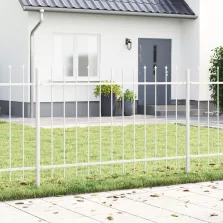   vidaXL Kerti Kerítés Lándzsás Felsővel, Fehér, 3,4x1,2 m, Acél