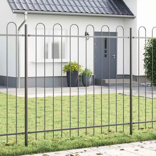 vidaXL Kerti Kerítés 7 pcs Szürke 11,9 x 1,5 m Porfestett acél