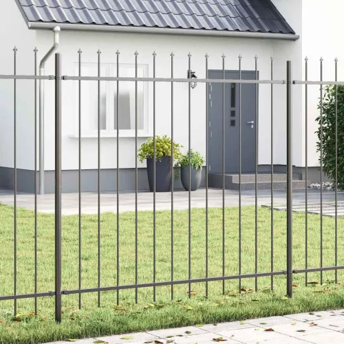 vidaXL Kerti Kerítés 8 pcs Szürke 13,6 x 1,5 m Porfestett acél