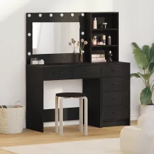   vidaXL Öltözködőasztal fiókkal Fekete 78.5 x 41 x 135 cm Faanyag