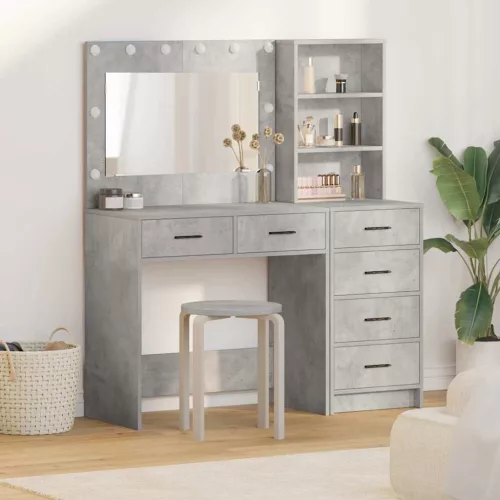 vidaXL Öltözködőasztal fiókkal Szürke 78.5 x 41 x 135 cm Faanyag