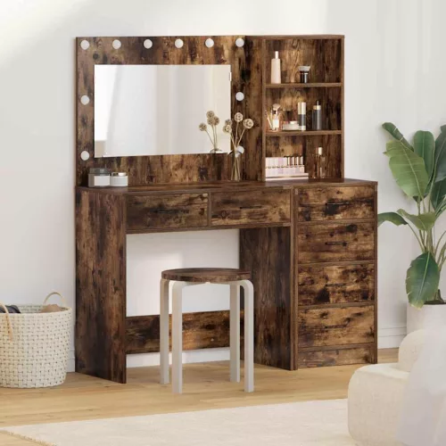 vidaXL Öltözködőasztal fiókkal Barna 78.5 x 41 x 135 cm Faanyag