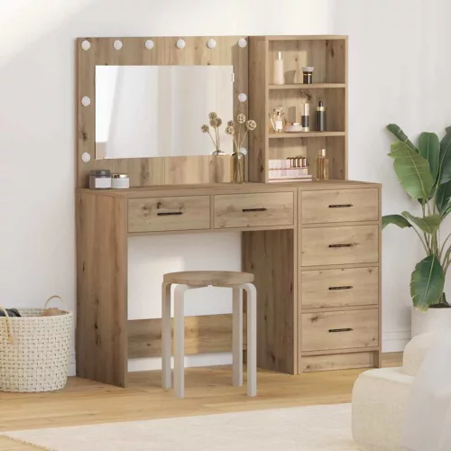vidaXL Öltözködőasztal fiókkal Barna 78.5 x 41 x 135 cm Faanyag
