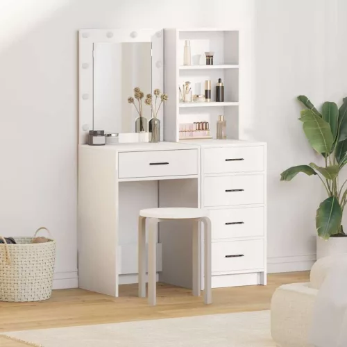 vidaXL Öltözködőasztal fiókkal 2 pcs Fehér 50 x 41 x 135 cm Faanyag