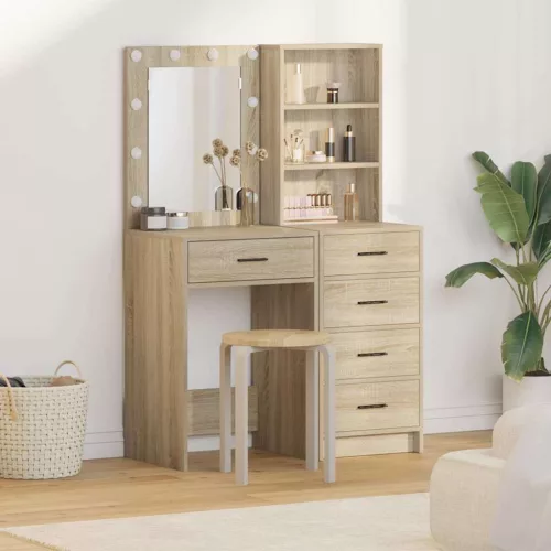 vidaXL Öltözködőasztal fiókkal 2 pcs Barna 50 x 41 x 135 cm Faanyag