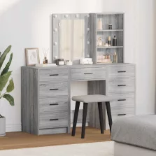   vidaXL Öltözködőasztal fiókkal 3 pcs Szürke 40 x 41 x 135 cm Faanyag