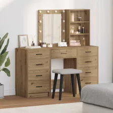   vidaXL Öltözködőasztal fiókkal 3 pcs Barna 40 x 41 x 135 cm Faanyag