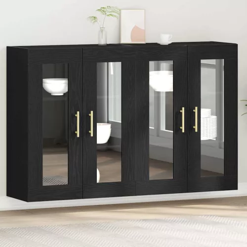 vidaXL Fali Szekrények 2 pcs Musta tammi 69,5 x 34 x 90 cm Faanyag