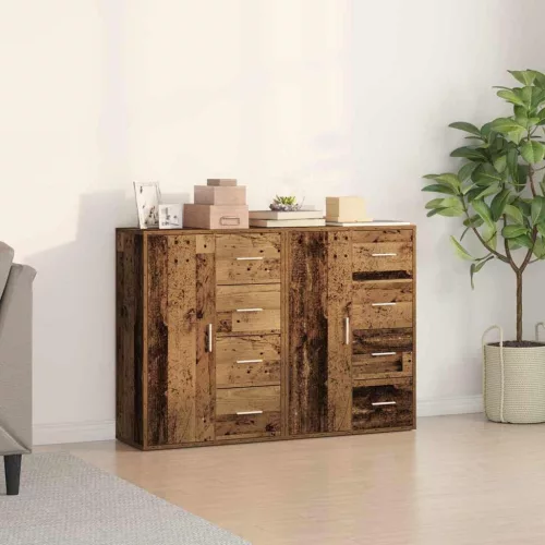 vidaXL Oldalszekrények fiókkal 2 pcs Régi fa 60 x 31 x 84 cm Faanyag