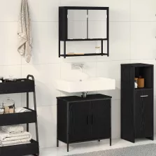   vidaXL Fürdőszoba bútor szett 2 pcs Fekete 60 x 30 x 60 cm Faanyag