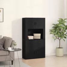   vidaXL Magas Tároló fiókkal Musta tammi 80 x 33 x 150 cm Faanyag