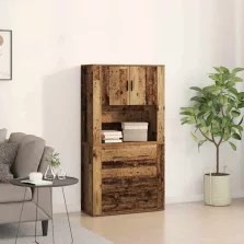   vidaXL Magas Szekrény fiókkal Régi fa 80 x 33 x 150 cm Faanyag