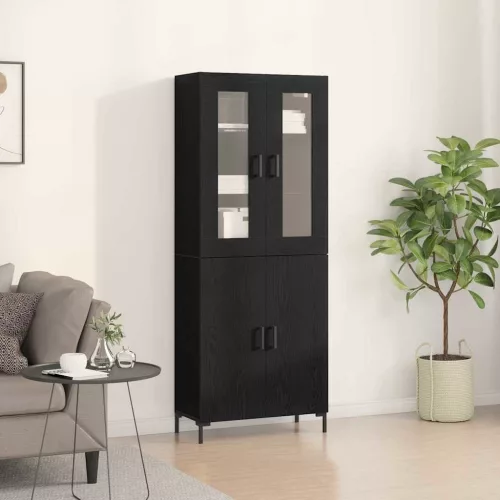vidaXL Magasfiú 2 pcs Musta tammi 69.5 x 34 x 180 cm Faanyag