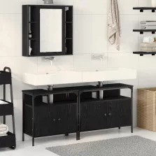   vidaXL Fürdőszobai Mosdószekrények 3 pcs Fekete 80 x 30 x 60 cm