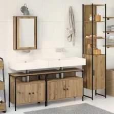   vidaXL Fürdőszoba bútor szett 4 pcs kézműves tölgy 33 x 33 x 185.5 cm