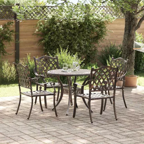 vidaXL Kert étkező szett 5 pcs Bronz Alumínium