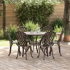 vidaXL Kert étkező szett 7 pcs Bronz Alumínium