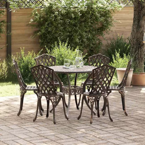 vidaXL Kert étkező szett 7 pcs Bronz Alumínium