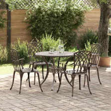 vidaXL Kert étkező szett 5 pcs Bronz Alumínium
