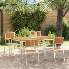 vidaXL Kert étkező szett 5 pcs Barna Tömör tíkfa