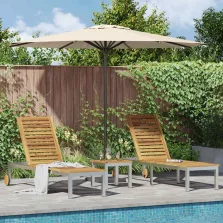   vidaXL Napozóágy 2 db asztallal 2-személy 3 pcs Barna tömör akácfa