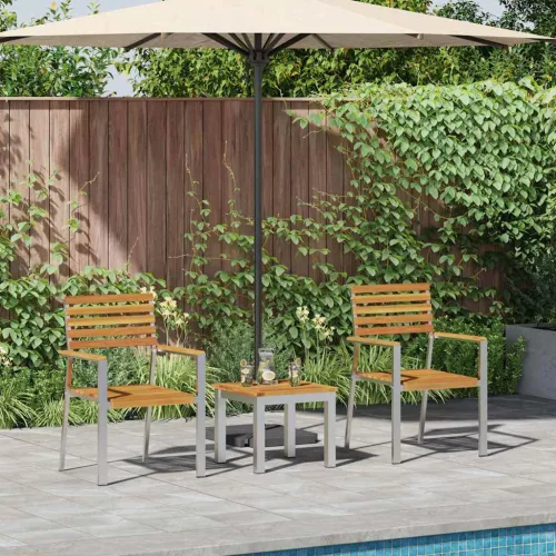 vidaXL Kert étkező szett 3 pcs Barna Tömör akácfa