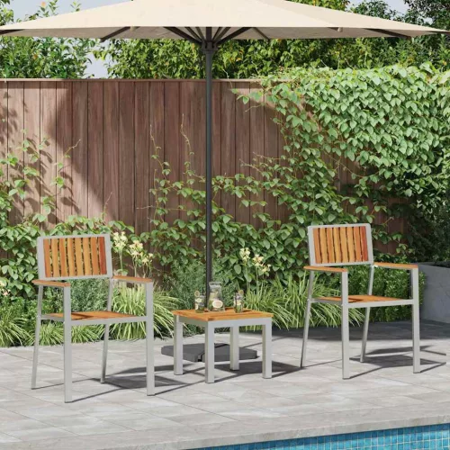 vidaXL Kert étkező szett párnával 3 pcs Barna Tömör akácfa