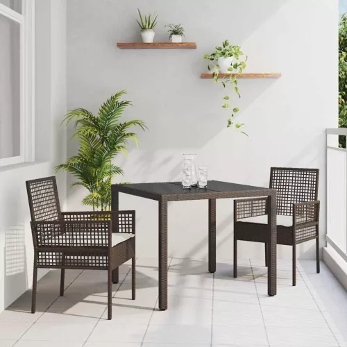 vidaXL Kert étkező szett 3 pcs Barna Poli rattan