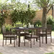 vidaXL Kert étkező szett 5 pcs Barna Poli rattan