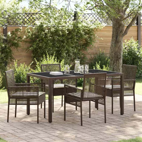 vidaXL Kert étkező szett 5 pcs Barna Poli rattan