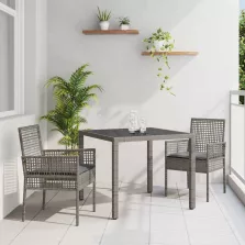 vidaXL Kert étkező szett 3 pcs Szürke Poli rattan